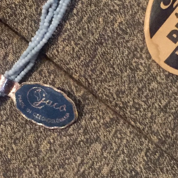 17” Vintage Multi Strand Blue Glass Bead Necklace - Picture 2 of 3